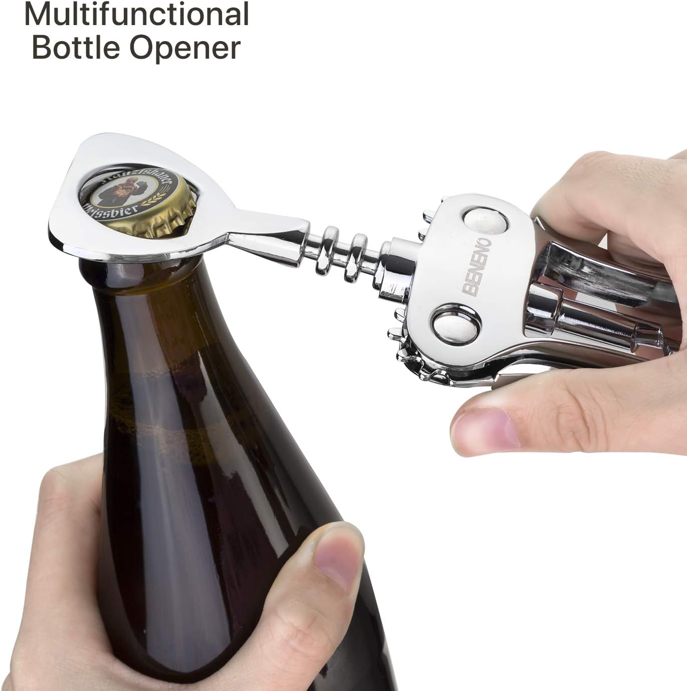 Wine Opener, Zinc Alloy Premium Wing Corkscrew Wine Bottle Opener with Multifunctional Bottles Opener, Sharp Corkscrew with Ergonomic Non-slip Wing Handle, Upgrade