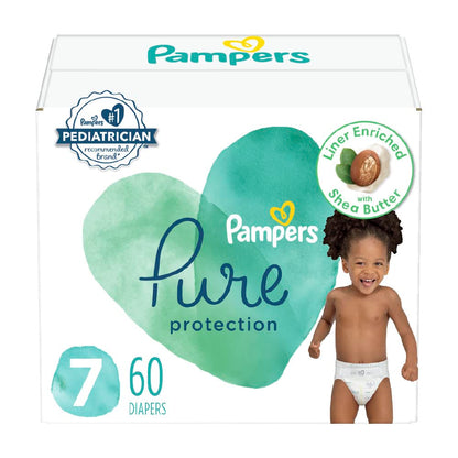 Pampers Pure Protection Diapers - Size 5, One Month Supply (132 Count), Hypoallergenic Premium Disposable Baby Diapers (Packaging May Vary)