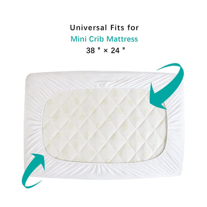 Crib Mattress Protector Sheets Fitted Waterproof Crib Mattress Pad Cover, Noiseless & Machine Wash 100% Absorbent Crib/Toddler Mattress Protector Sheet Quilted, White, 52" x 28"