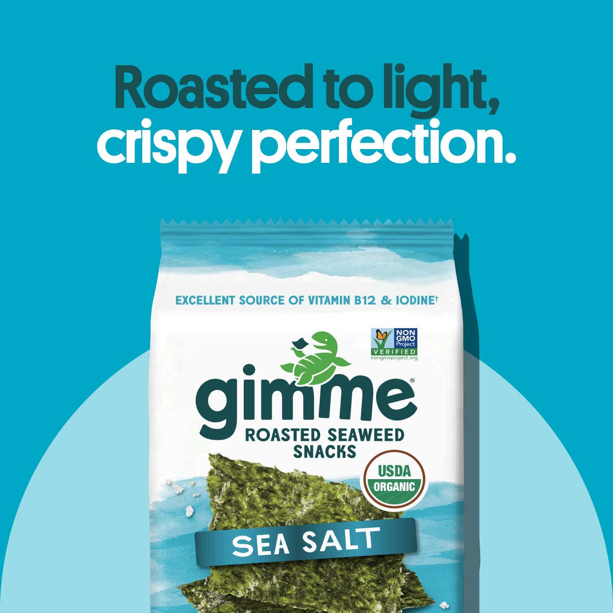 Anita G gimMe Organic, Roasted Seaweed Snack, Sea Salt, 6 pack, 15 Oz