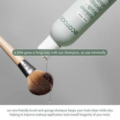 EcoTools Makeup Brush + Sponge Shampoo, Remove Makeup & Impurities From Brushes, Sponges, & Puffs, Fragrance-Free Brush Cleanser, No Harsh Chemicals, Vegan, & Cruelty-Free, 6 fl.oz./ 177 ml, 1 Count