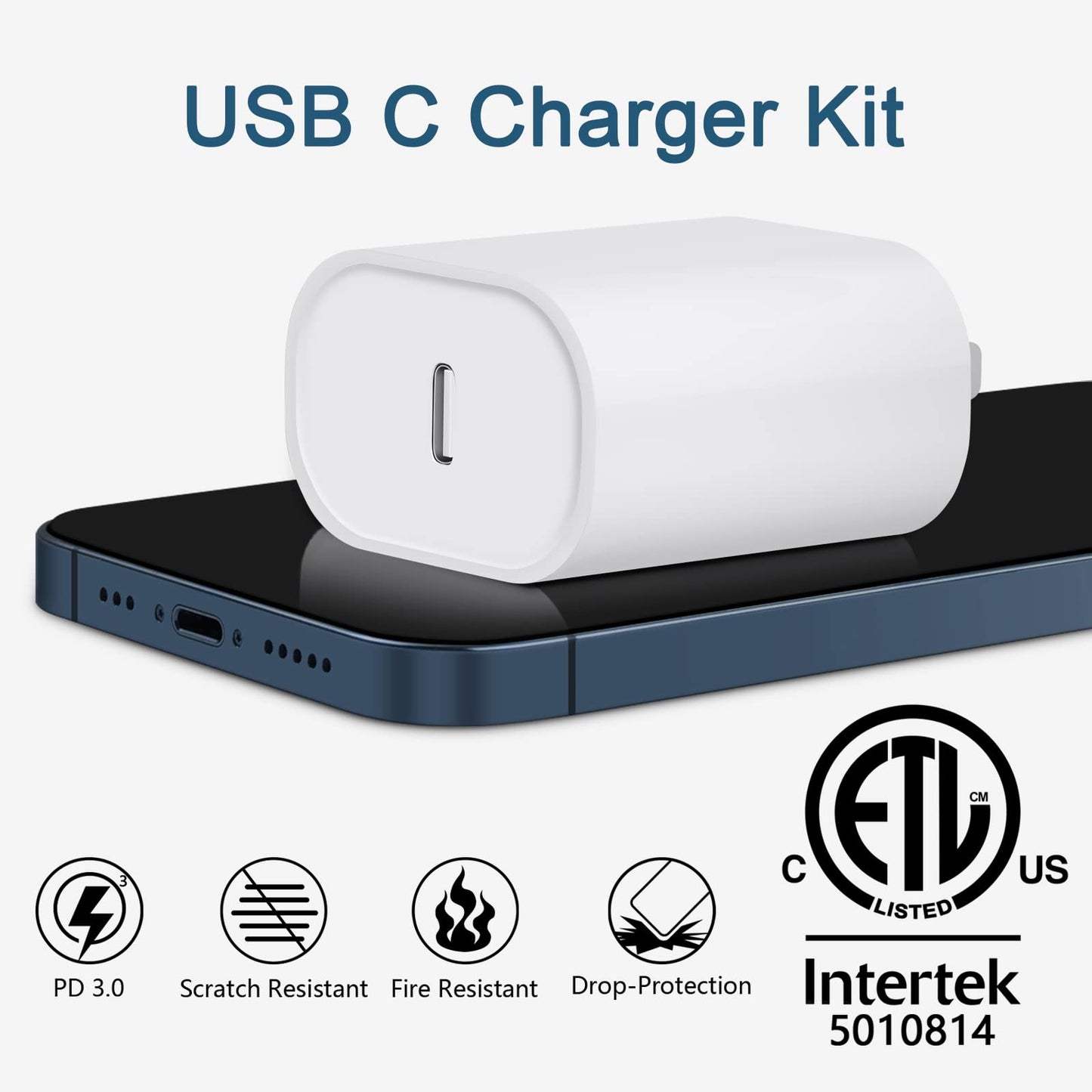 Phone Charger Fast Charging, 【MFi Certified】 2-Pack 20W USB-C Fast Charger with 6FT Fast Charging Cable for IP 14/13/12/11/Xs/8, i Pad and More