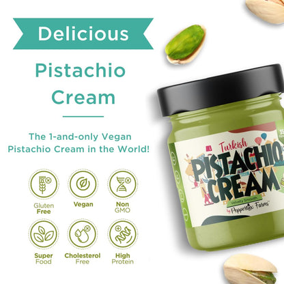 Peppertux Farms Pistachio Cream - Natural Vegan Spread Pistachio Paste for Baking, Cake, Ice Cream, Cookie & More - High Protein Turkish Pistachios Flavoring - Gluten-Free, Unrefined Sugar (7oz)