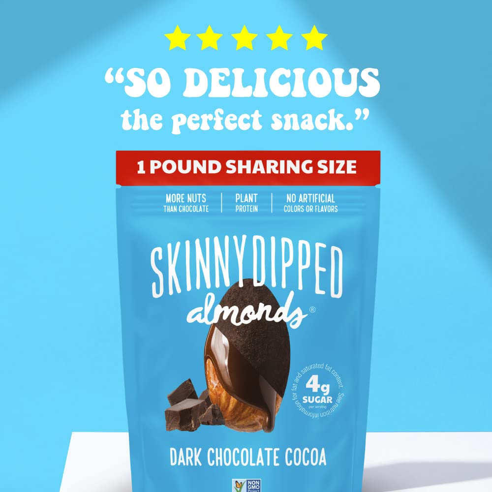 SkinnyDipped Snack Attack Minis Almond Variety Pack, Healthy Snack, Plant Protein, Gluten Free, 0.46 oz Mini Bags, Pack of 25