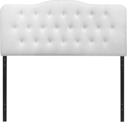 Modway Annabel Tufted Button Faux Leather Upholstered Full Headboard in White