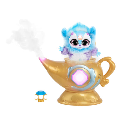 Magic Mixies Magic Genie Lamp with Interactive 8" Blue Plush Toy and 60+ Sounds & Reactions. Unlock a Magic Ring and Reveal a Blue Genie from The Real Misting Lamp. Gifts for Kids, Ages 5+