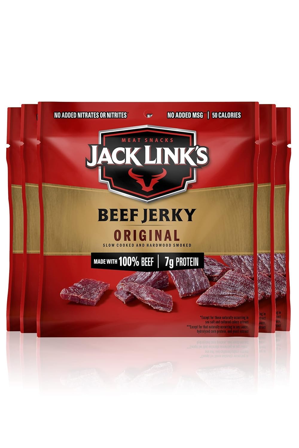 Jack Link's Beef Jerky, Original, Multipack Bags – Flavorful Meat Snacks for Lunches, Ready to Eat, Individual Packs - 7g of Protein, Made with 100% Beef – 0.625 oz (Pack of 20)