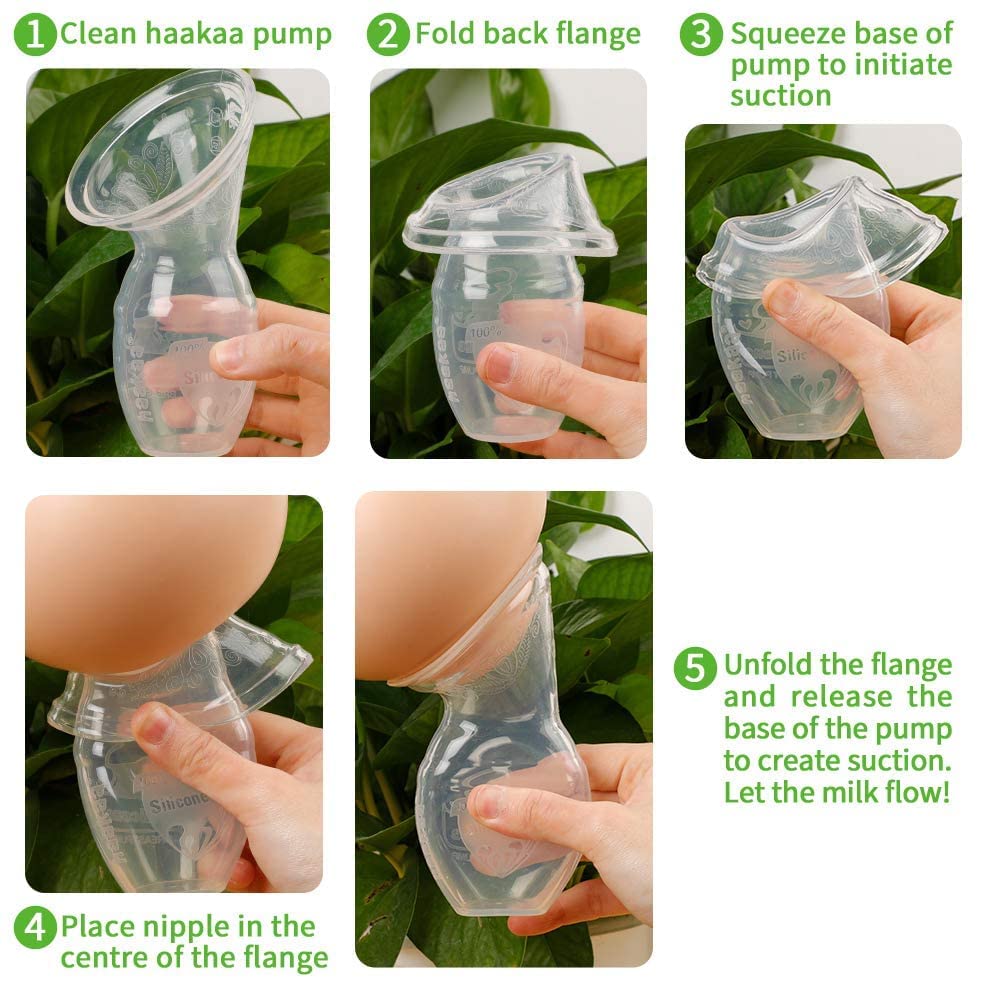 haakaa Manual Breast Pump for Breastfeeding, Silicone, Clear 4oz/100ml