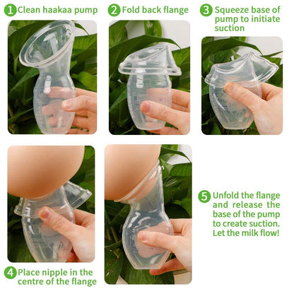 haakaa Manual Breast Pump for Breastfeeding, Silicone, Clear 4oz/100ml