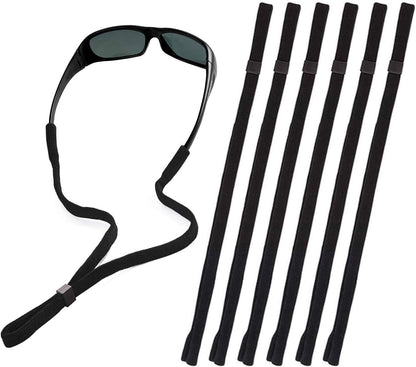 Black Glasses Strap, Sports Sunglasses & Eyeglasses Holder Straps for Men Women, String Holder, Neck Lanyard Cord, Adjustable Rope Eyewear Keeper Strap, Pack of 6