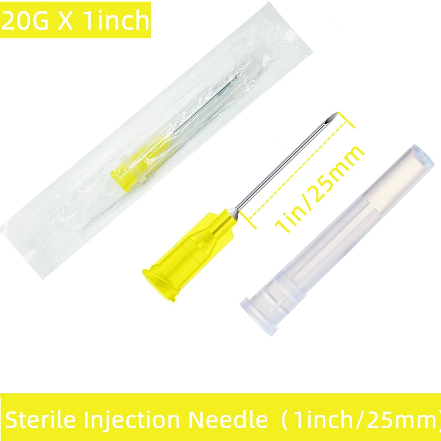 100 Pack 18Ga 1 Inch Sterile Disposable Injection Needle with Cap for Scientific and Industrial Dispensing Needl Accessories