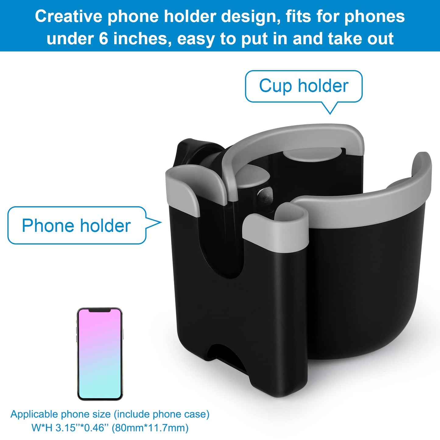 Accmor Stroller Cup Holder with Phone Holder, Bike Cup Holder, Universal Cup Holder for Uppababy Nuna Doona Strollers, 2-in-1 Cup Phone Holder for Stroller, Bike, Wheelchair, Walker, Scooter