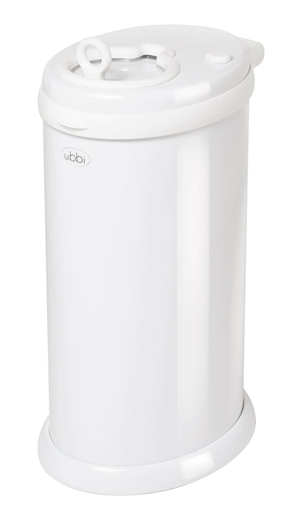 Ubbi Steel Diaper Pail, Odor Locking, No Special Bag Required, Award-Winning, Registry Must-Have, White