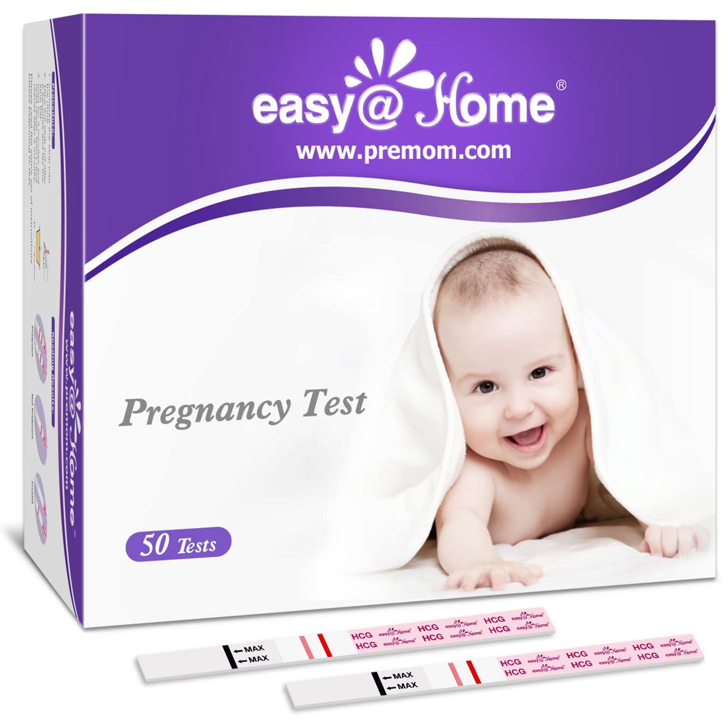 Easy@Home Pregnancy Test Strips Kit, Powered by Premom Ovulation Predictor iOS and Android APP, 20 HCG Tests