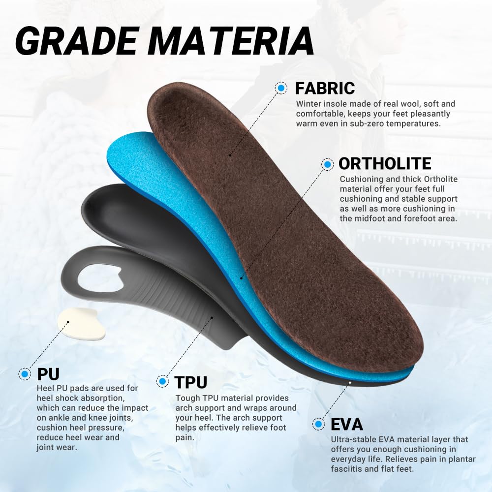 VALSOLE Heavy Duty 220+lbs Orthotic Inserts for Plantar Fasciitis - Absorb Shock, Support High Arches and Flat Feet