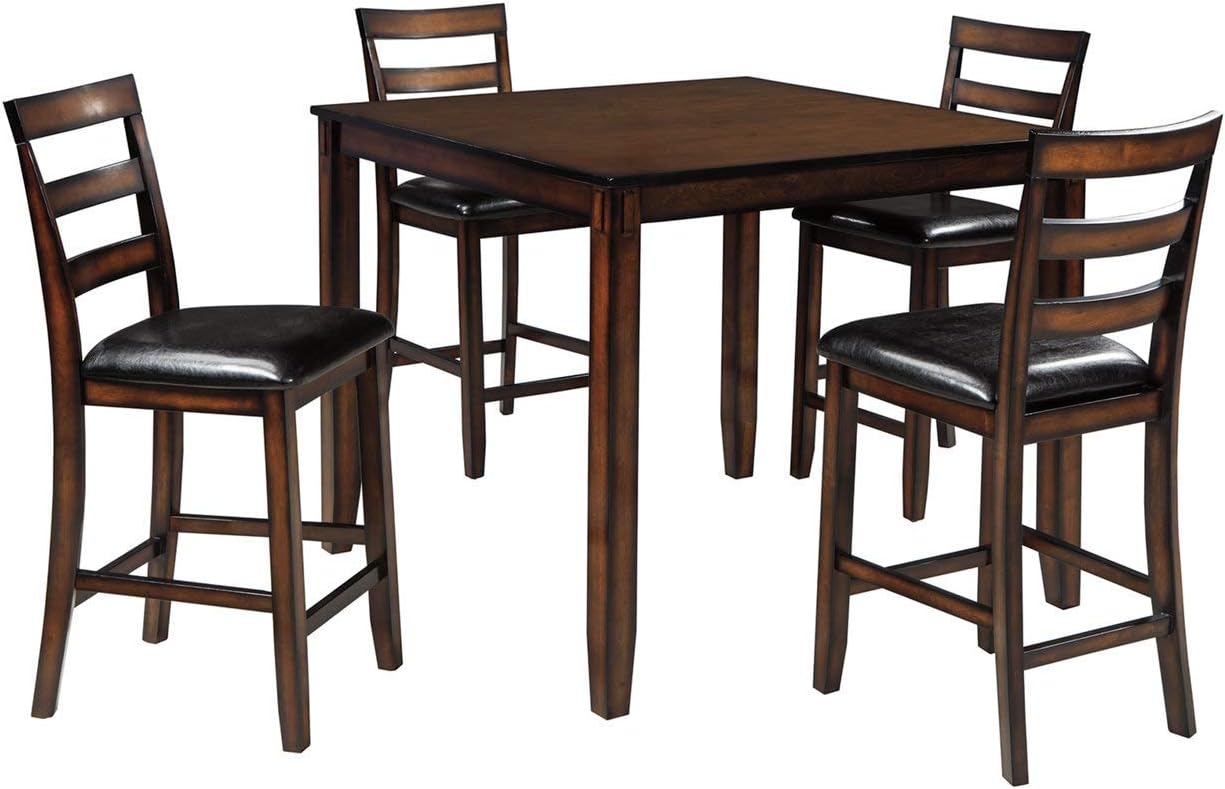 Signature Design by Ashley Coviar 5 Piece Counter Height Dining Set, Includes Table & 4 Barstools, Brown