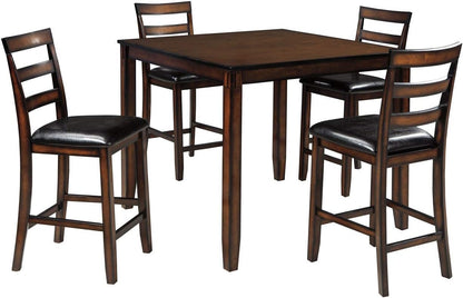 Signature Design by Ashley Coviar 5 Piece Counter Height Dining Set, Includes Table & 4 Barstools, Brown