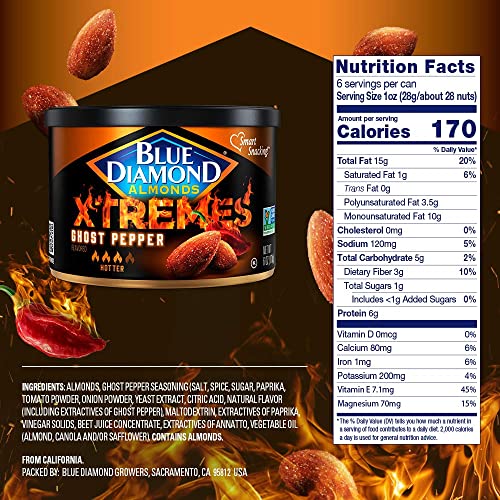 Blue Diamond Almonds Sriracha Flavored Snack Nuts, 6 Oz Resealable Can (Pack of 1)