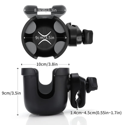 Accmor Stroller Cup Holder with Phone Holder, Bike Cup Holder, Universal Cup Holder for Uppababy Nuna Doona Strollers, 2-in-1 Cup Phone Holder for Stroller, Bike, Wheelchair, Walker, Scooter