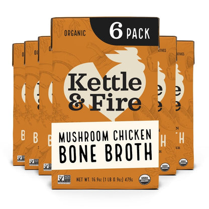 Kettle and Fire Classic Beef Bone Broth, Keto, Paleo, and Whole 30 Approved, Gluten Free, High in Protein and Collagen (6 Pack)