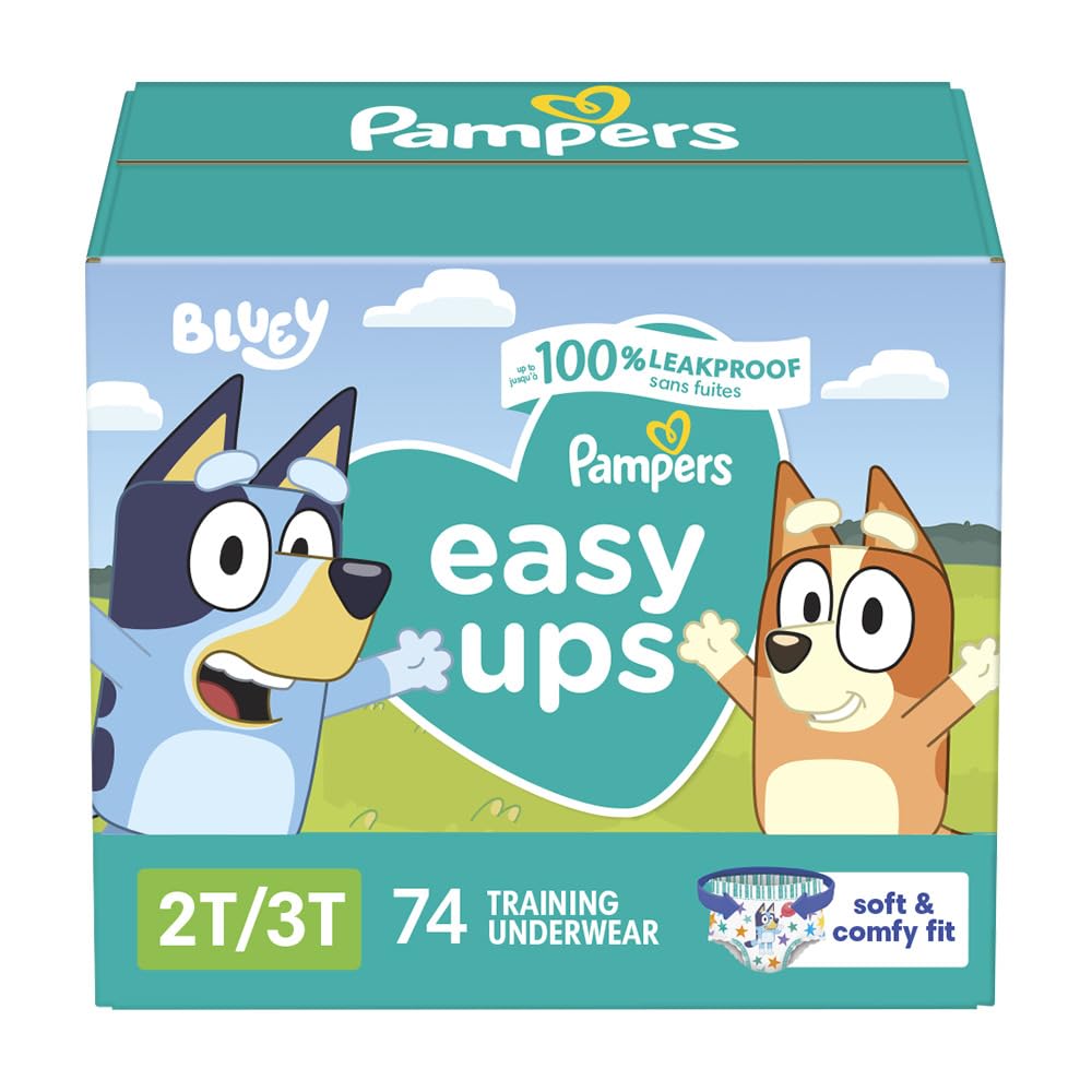 Pampers Easy Ups Boys & Girls Bluey Potty Training Pants - Size 3T-4T, One Month Supply (124 Count), Training Underwear (Packaging May Vary)