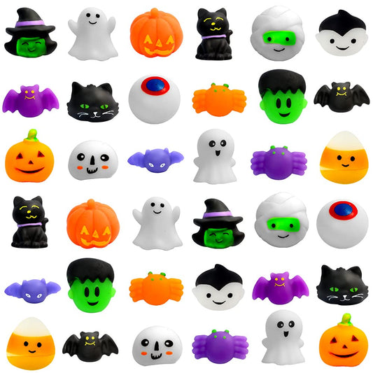 36 PCS Halloween Squishies Toys Kawaii Cute Mochi Squishy Stress Reliever Anxiety Toys Halloween Toys for Halloween Party Favors Halloween Treat Goody Bag Filler Gifts