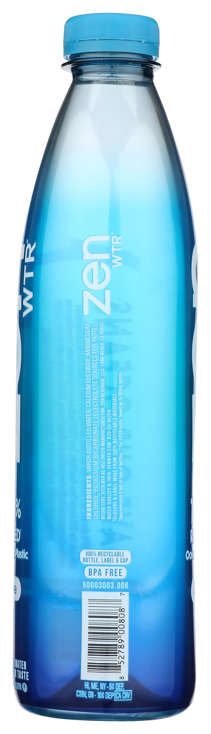 ZenWTR Ultra-Pure, Vapor Distilled Water, 16.9 Oz (Pack of 12) Bottled Water, 9.5 pH Alkaline Water with Electrolytes for a Crisp, Refreshing Taste