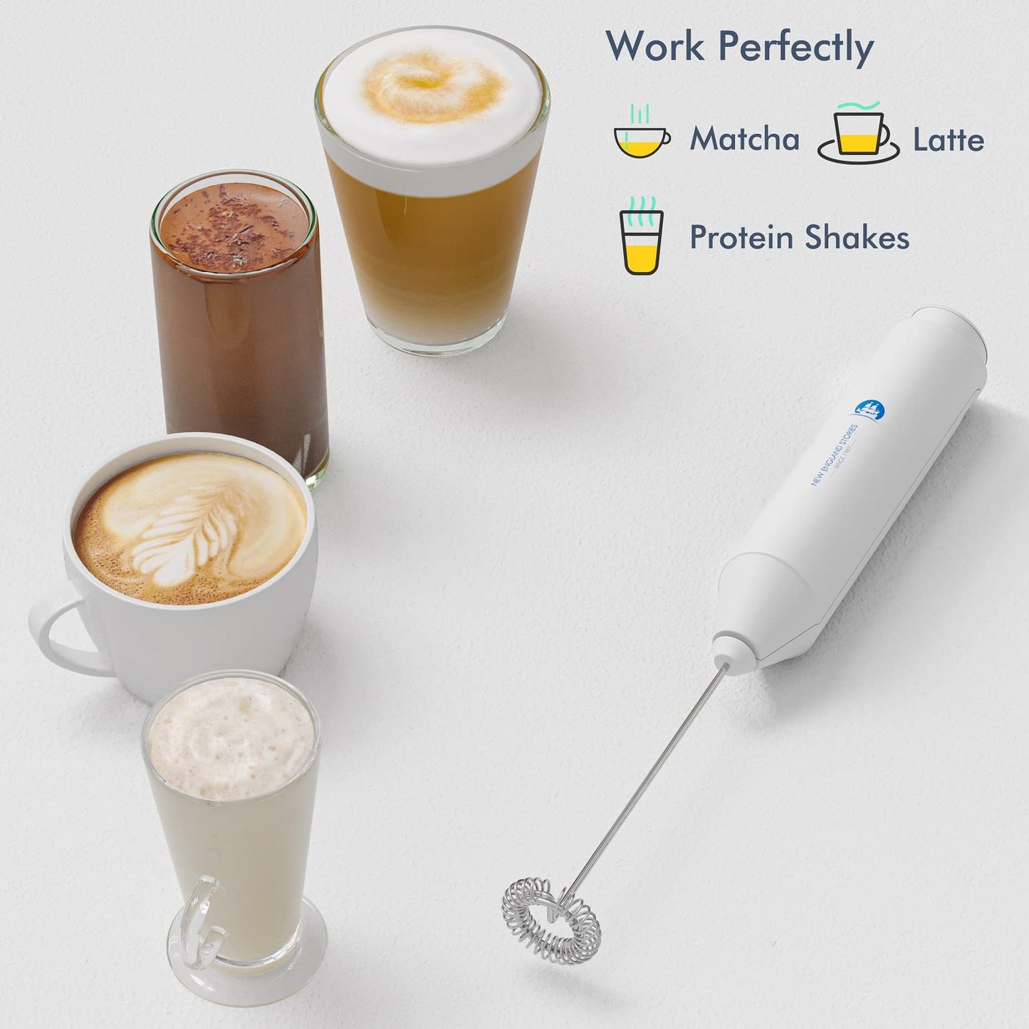 Powerful Milk Frother Handheld Foam Maker, Mini Whisk Drink Mixer for Coffee, Cappuccino, Latte, Matcha, Hot Chocolate, No Stand, Galaxy