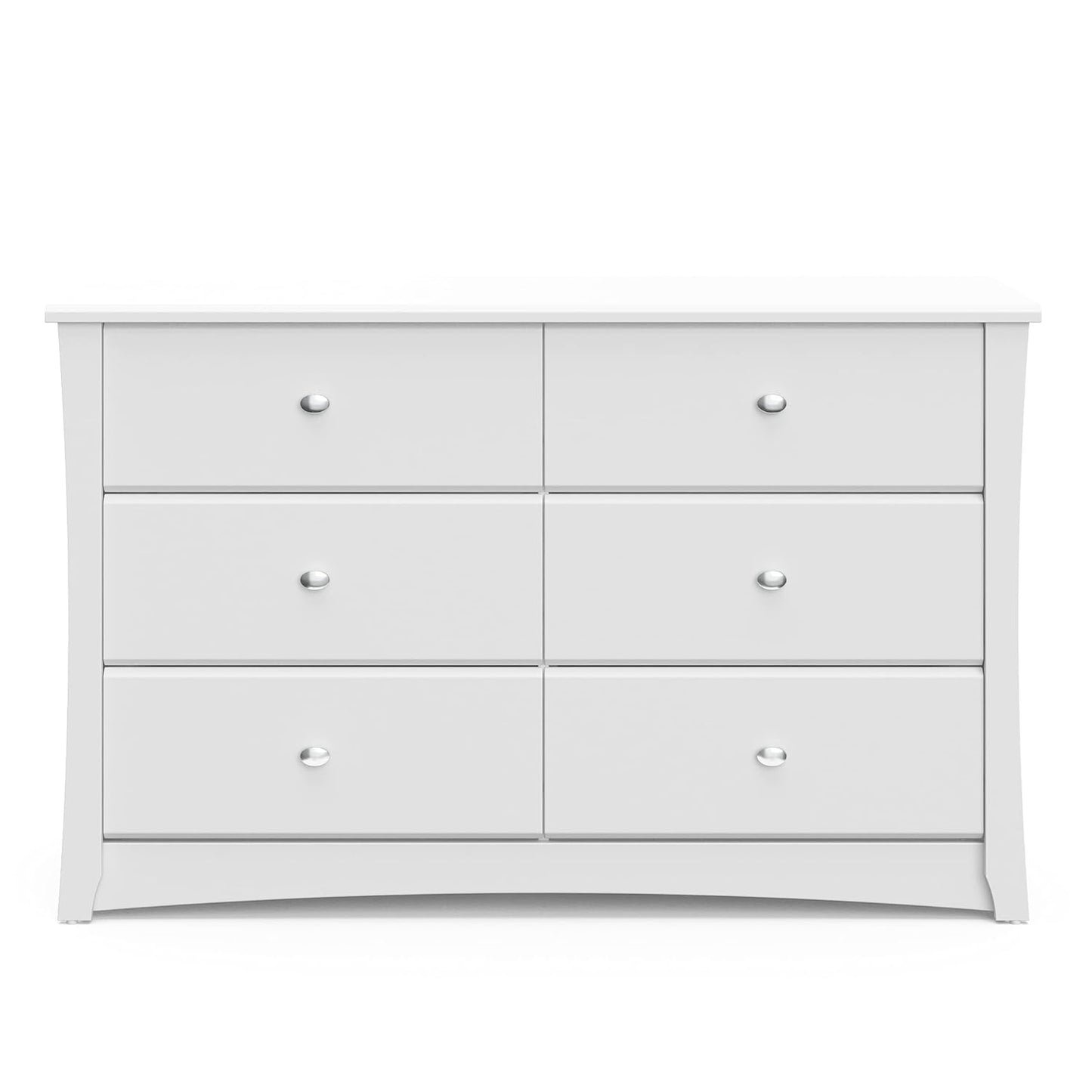 Storkcraft Crescent 6 Drawer Double Dresser (White) – GREENGUARD Gold Certified, Kids Dresser Drawer Organizer For Nursery, Chest of Drawers