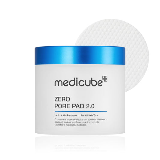 Medicube Zero Pore Pads 2.0 - Dual-Textured Facial Toner Pads for Exfoliation and Minimizing Pores with 4.5% AHA Lactic Acid & 0.45% BHA Salicylic Acid - Ideal for All Skin Types - Korean Skin Care