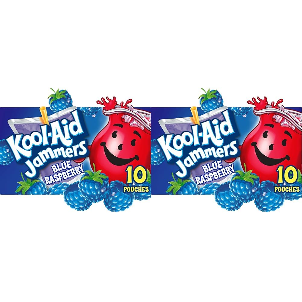 Kool-Aid Jammers Blue Raspberry Flavored Kids 0% Juice Drink (10 ct Box, 6 fl oz Pouches)