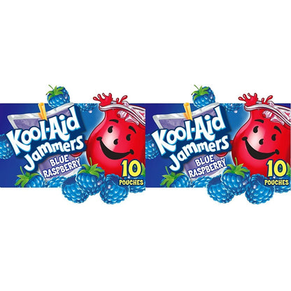 Kool-Aid Jammers Blue Raspberry Flavored Kids 0% Juice Drink (10 ct Box, 6 fl oz Pouches)