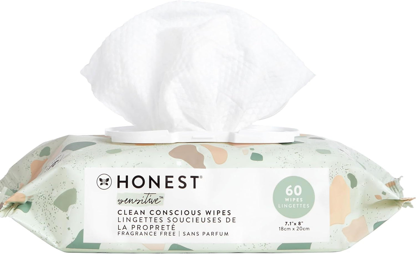 The Honest Company Clean Conscious Unscented Wipes | Over 99% Water, Compostable, Plant-Based, Baby Wipes | Hypoallergenic for Sensitive Skin, EWG Verified | Geo Mood, 60 Count