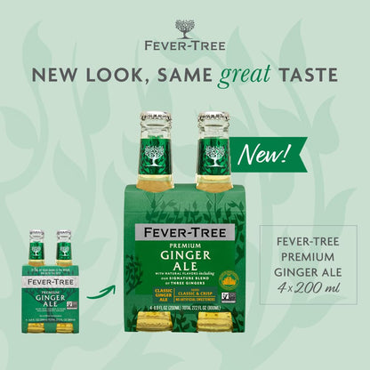 Fever Tree Ginger Beer - Premium Quality Mixer - Refreshing Beverage for Cocktails & Mocktails. Naturally Sourced Ingredients, No Artificial Sweeteners or Colors - 150 ML Cans - Pack of 24