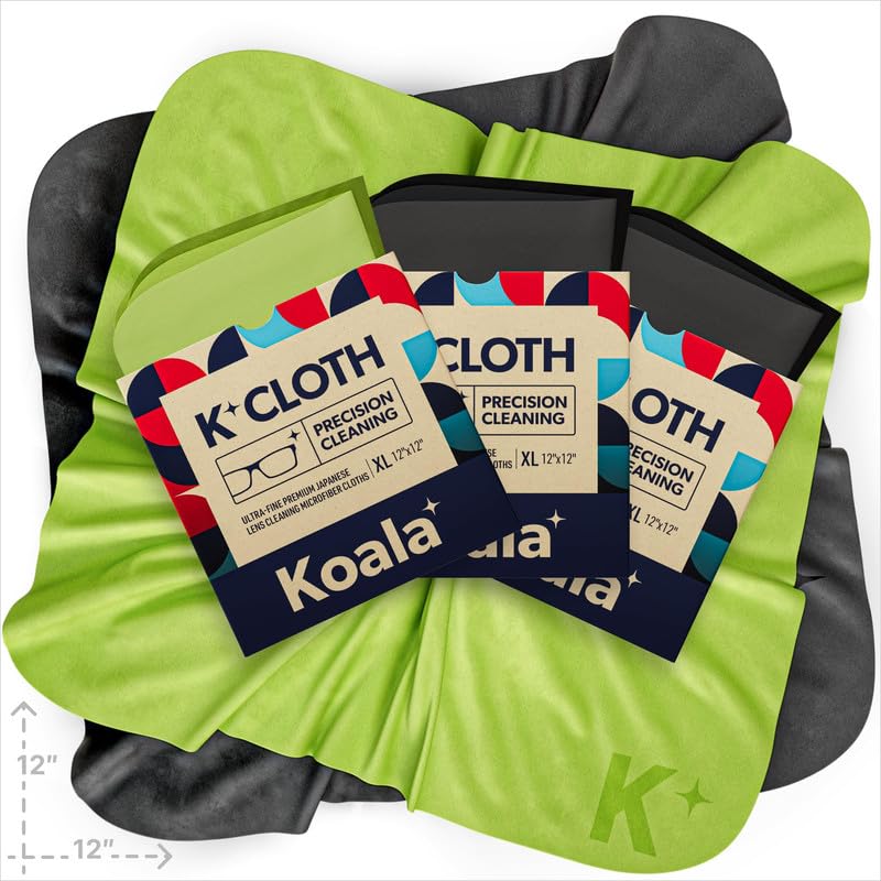 Koala Lens Cleaning Cloth | Japanese Microfiber | Glasses Cleaning Cloths | Eyeglass Lens Cleaner | Eyeglasses, Camera Lens, VR/AR Headset, and Screen Cleaning