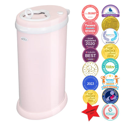 Ubbi Steel Diaper Pail, Odor Locking, No Special Bag Required, Award-Winning, Registry Must-Have, White