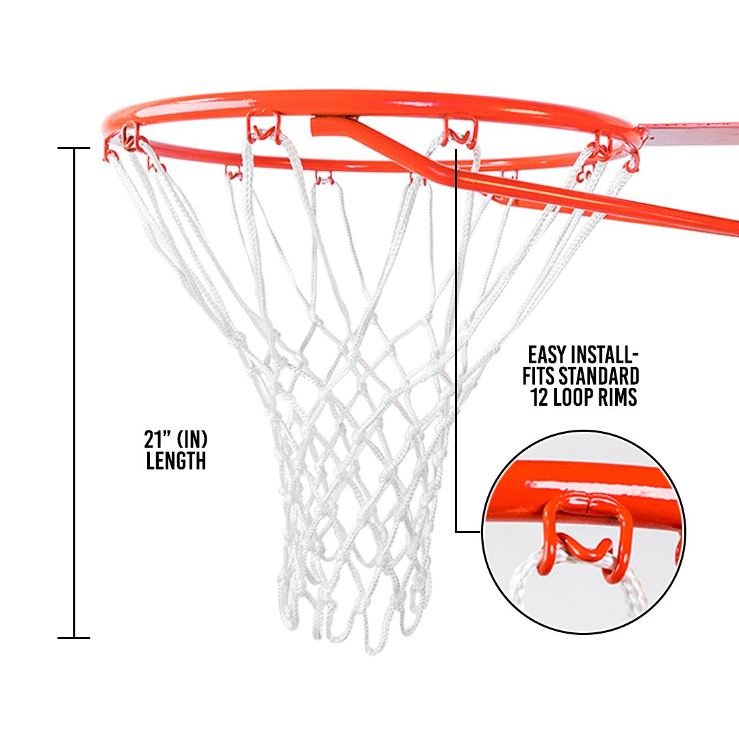 Heavy Duty Basketball Net Replacement - All Weather Anti Whip, Fits Standard Indoor or Outdoor Rims - 12 Loops