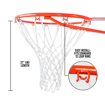 Heavy Duty Basketball Net Replacement - All Weather Anti Whip, Fits Standard Indoor or Outdoor Rims - 12 Loops