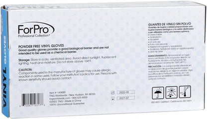 ForPro Disposable Vinyl Gloves, Industrial Grade, Powder-Free, Latex-Free, Non-Sterile, Food Safe