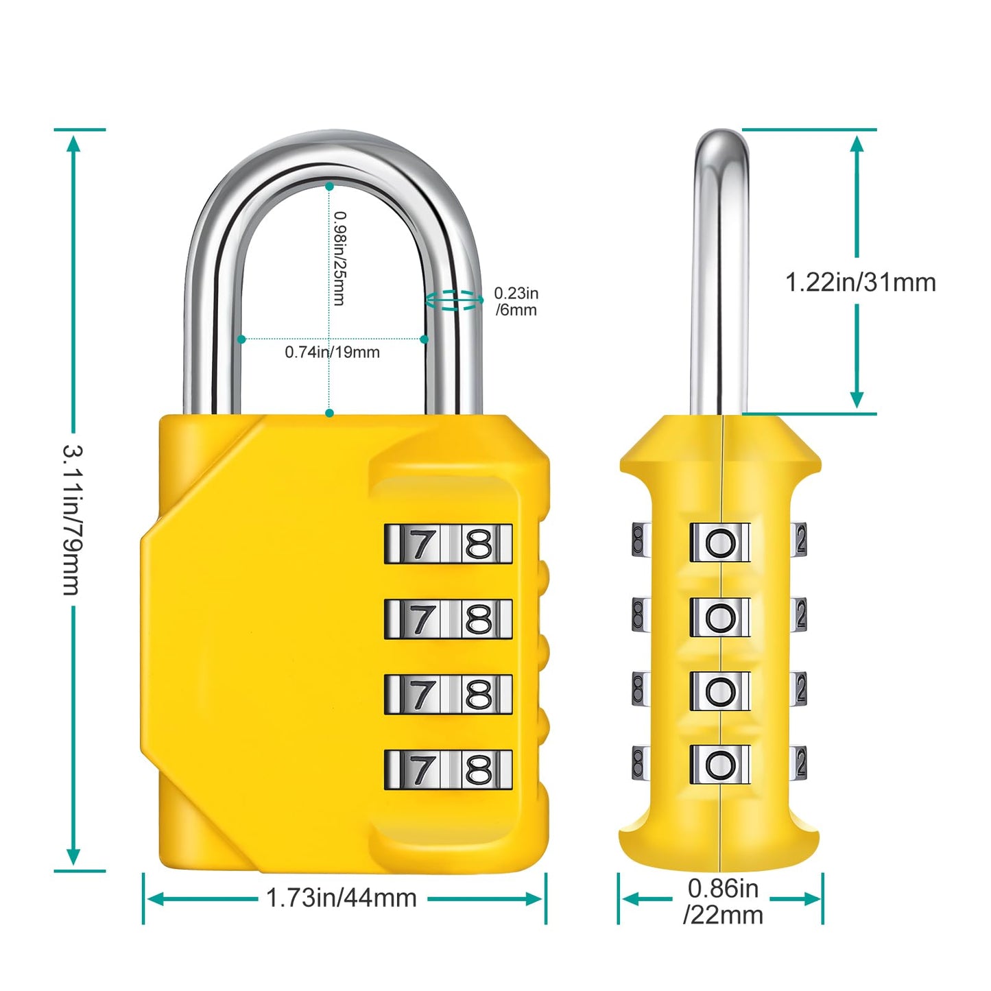 ZHEGE Combination Lock, 4 Digit Combination Padlock Outdoor, School Lock, Gym Lock (Pink)