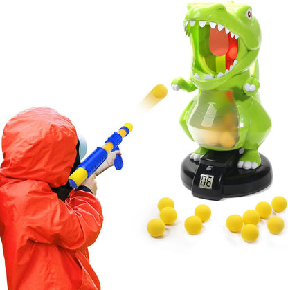 EagleStone Dinosaur Shooting Toys for Boys 5 6 7 8 9 Years Old, Electronic Kids Target Games w/ Air Pump Gun, LCD Score Record, Sound, 24 Foam Balls, Birthday Party Favor,Christmas Gifts for Toddlers