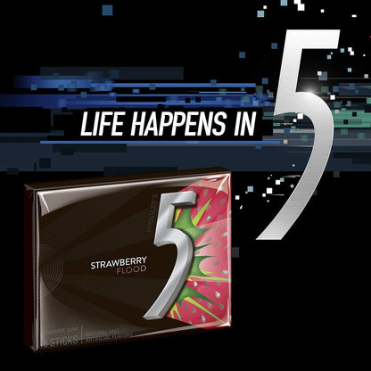 5 GUM Peppermint Cobalt Sugar Free Chewing Gum Bulk, 15 Sticks (Pack of 10)