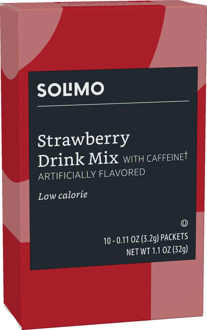 Amazon Brand - Happy Belly Drink Mix Singles, Strawberry with Caffeine, 1.1 ounce (Pack of 1) (Previously Solimo)