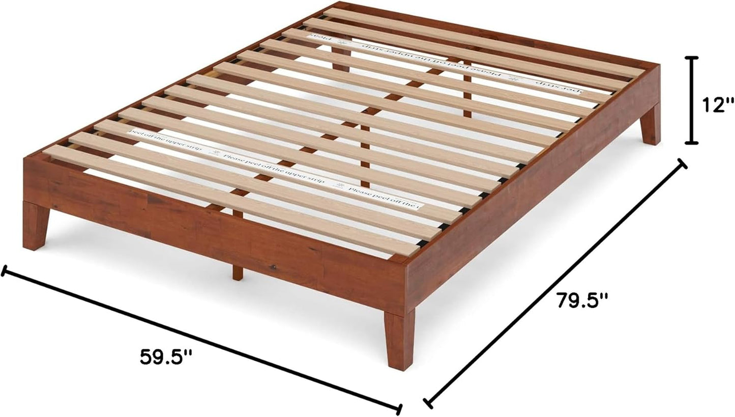 ZINUS Wen Deluxe Wood Platform Bed Frame, Solid Foundation, Wooden Slat Support, No Box Spring Needed, Easy Assembly, Queen