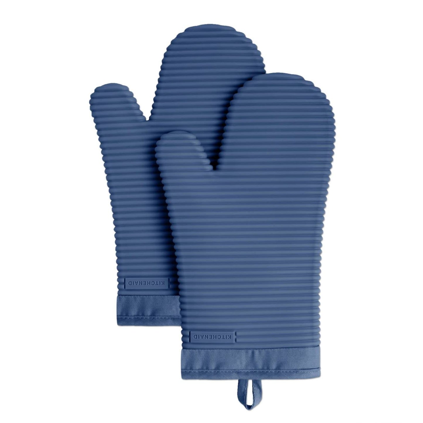 KitchenAid Ribbed Soft Silicone Oven Mitt Set, 7"x13", Milkshake 2 Count