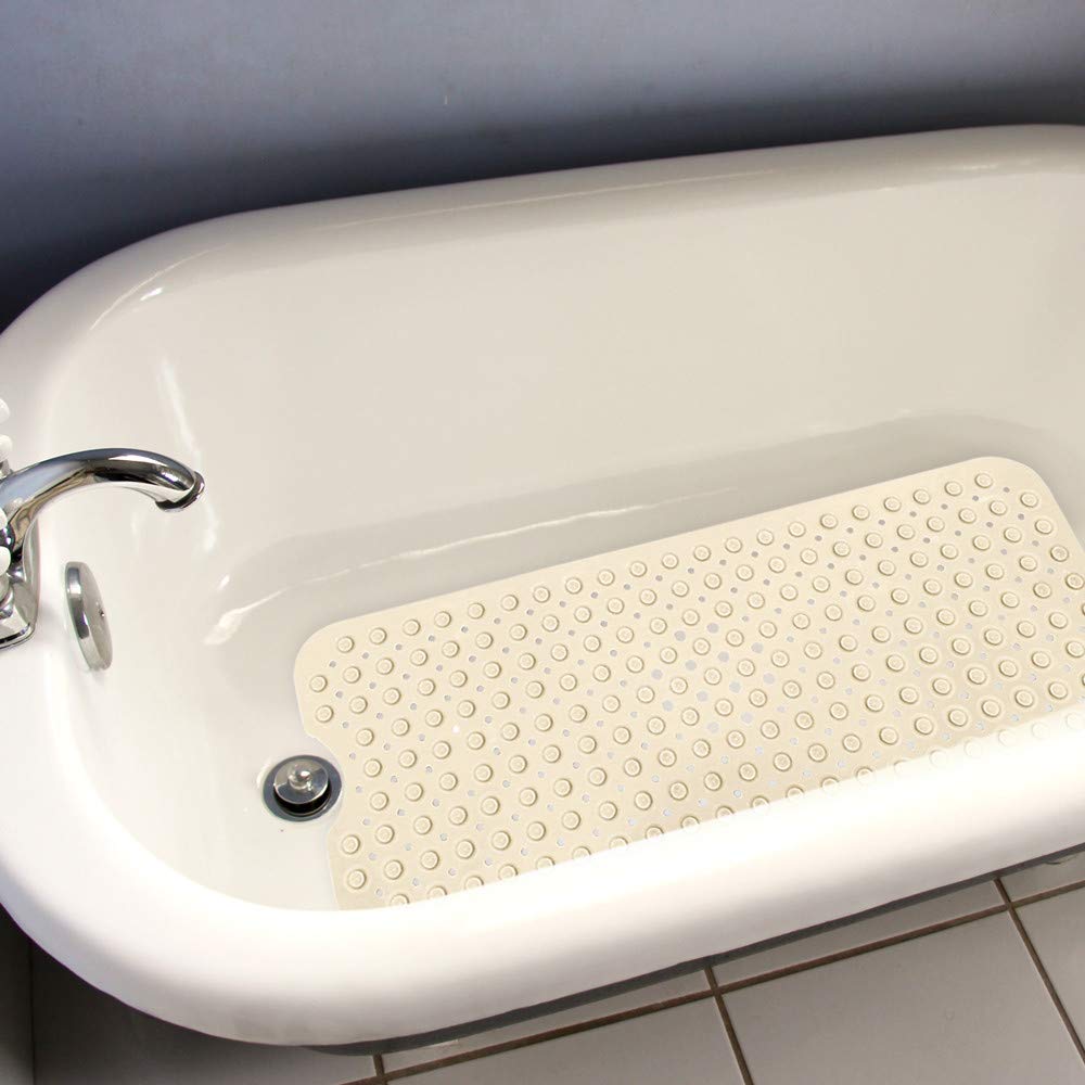 YINENN Bath Tub Shower Safety Mat 40 x 16 Inch Non-Slip and Extra Large, Bathtub Mat with Suction Cups, Machine Washable Bathroom Mats with Drain Holes, Clear