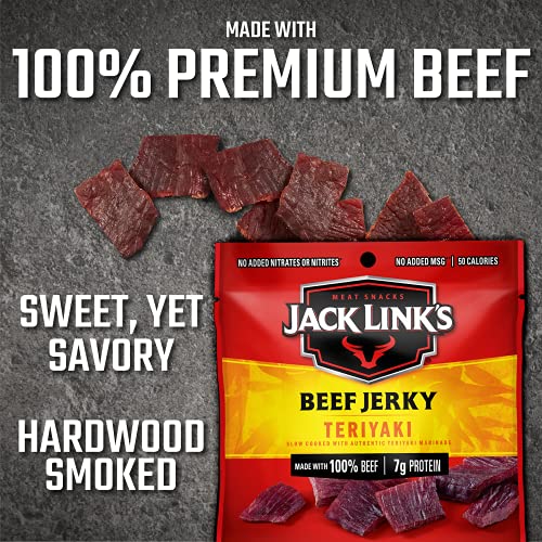 Jack Link's Beef Jerky, Original, Multipack Bags – Flavorful Meat Snacks for Lunches, Ready to Eat, Individual Packs - 7g of Protein, Made with 100% Beef – 0.625 oz (Pack of 20)