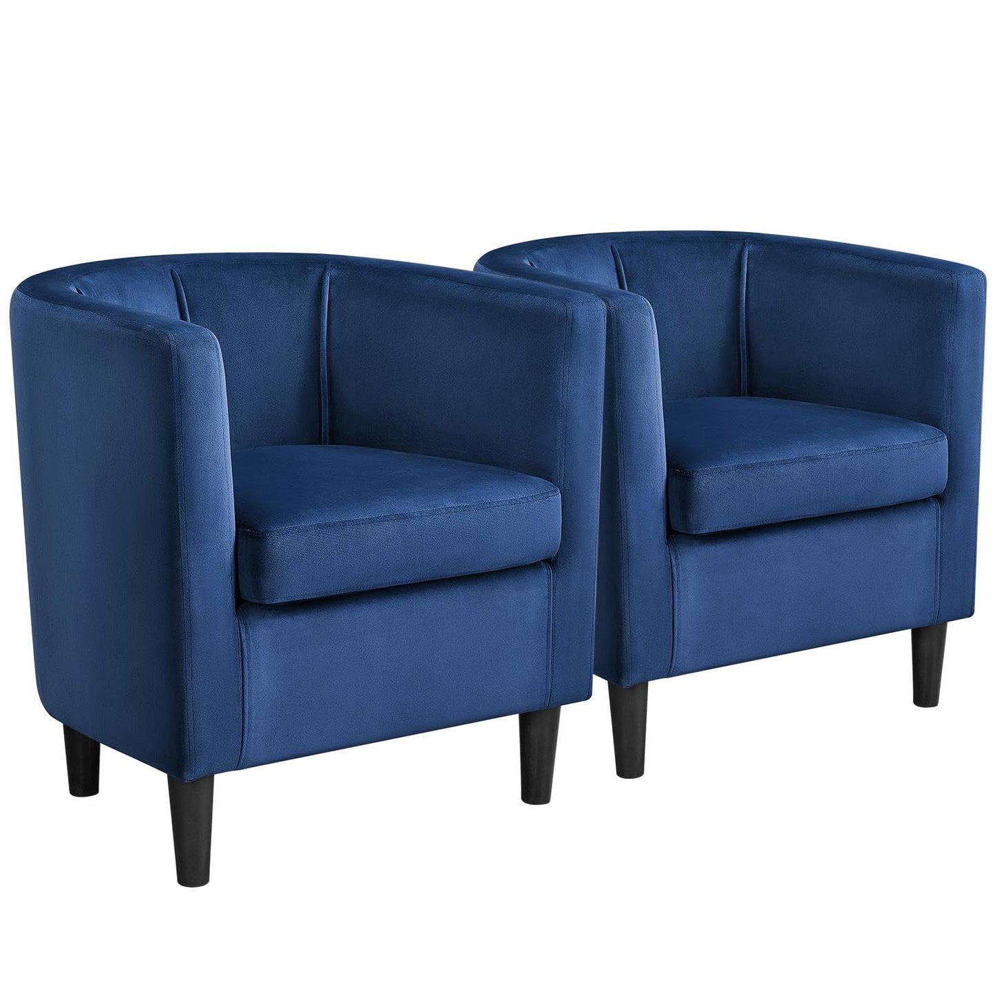 Yaheetech Velvet Accent Chair, Modern and Comfortable Armchairs, Upholstered Barrel Sofa Chair for Living Room Bedroom Waiting Room, Set of 2, Blue