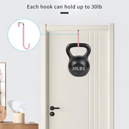 FYY Over the Door Hooks, 4 Pack Hangers Hooks with Rubber Prevent Scratches Heavy Duty Organizer for Living Room, Bathroom, Bedroom, Kitchen Hanging Clothes, Towels, Hats, Coats, Bags White