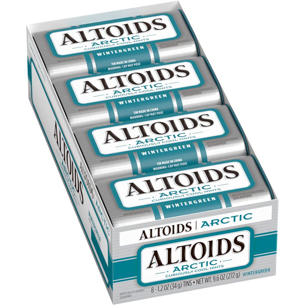 ALTOIDS Arctic Peppermint Breath Mints Hard Candy Bulk, 1.2 oz Tin (Pack of 8)